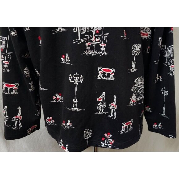 Koret Womens Large Black Full  Zip Coffee Shop City Scape Travel Paris Jacket - Picture 10 of 10